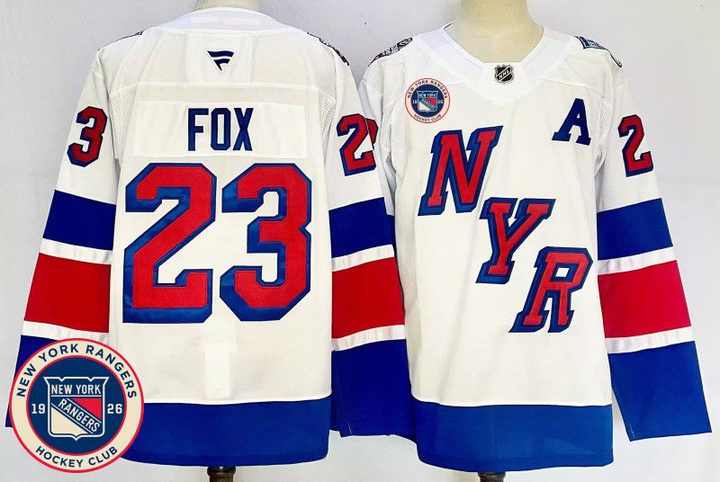Men New York Rangers #23 Fox White Fanatics 2025 NHL Jersey style 1->new york rangers->NHL Jersey